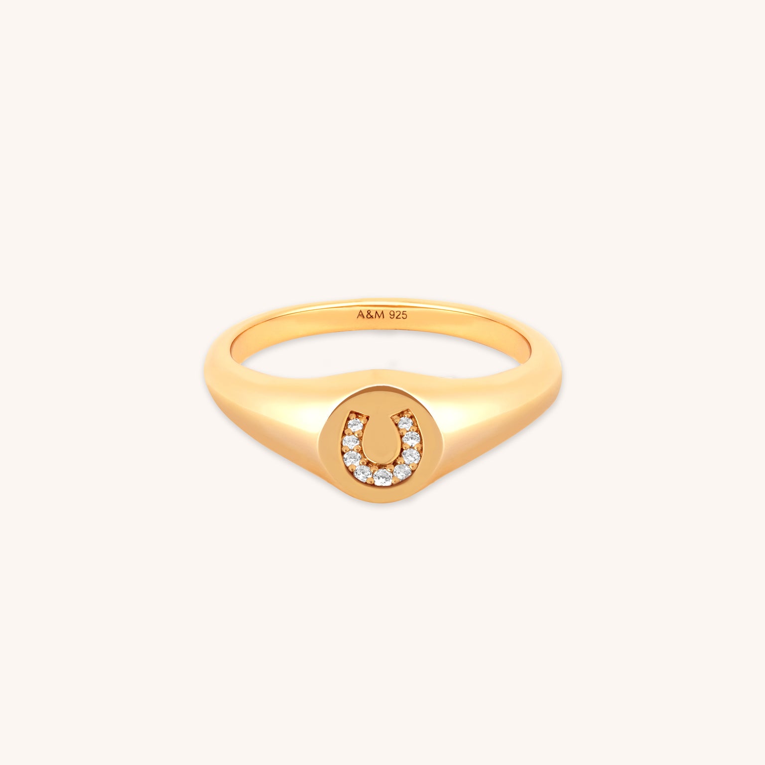 18k Gold Plated Jewellery - Horseshoe Signet Ring in Gold - Signet Ring - Astrid & Miyu