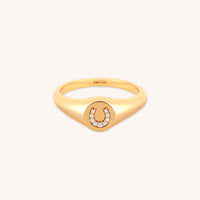 18k Gold Plated Jewellery - Horseshoe Signet Ring in Gold - Signet Ring - Astrid & Miyu