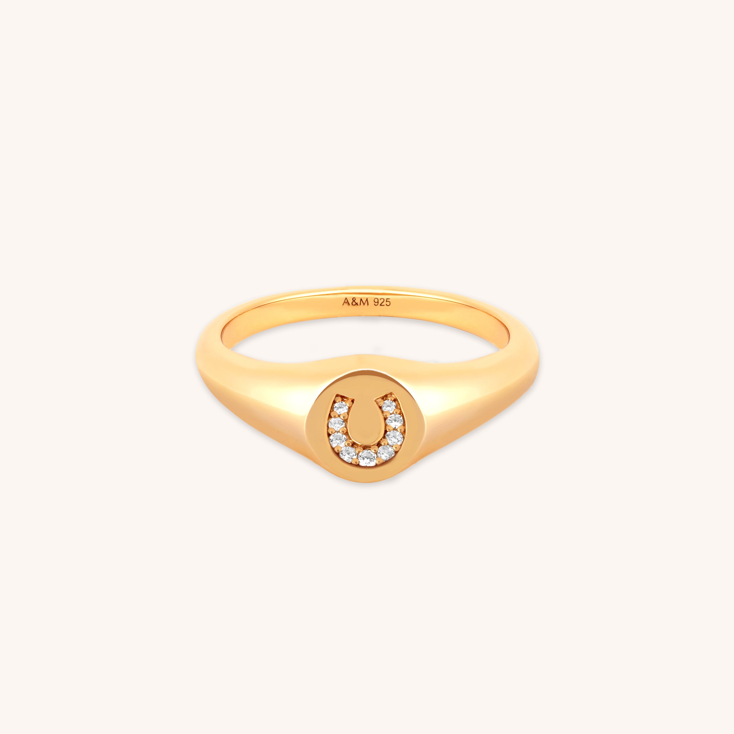18k Gold Plated Jewellery - Horseshoe Signet Ring in Gold - Signet Ring - Astrid & Miyu