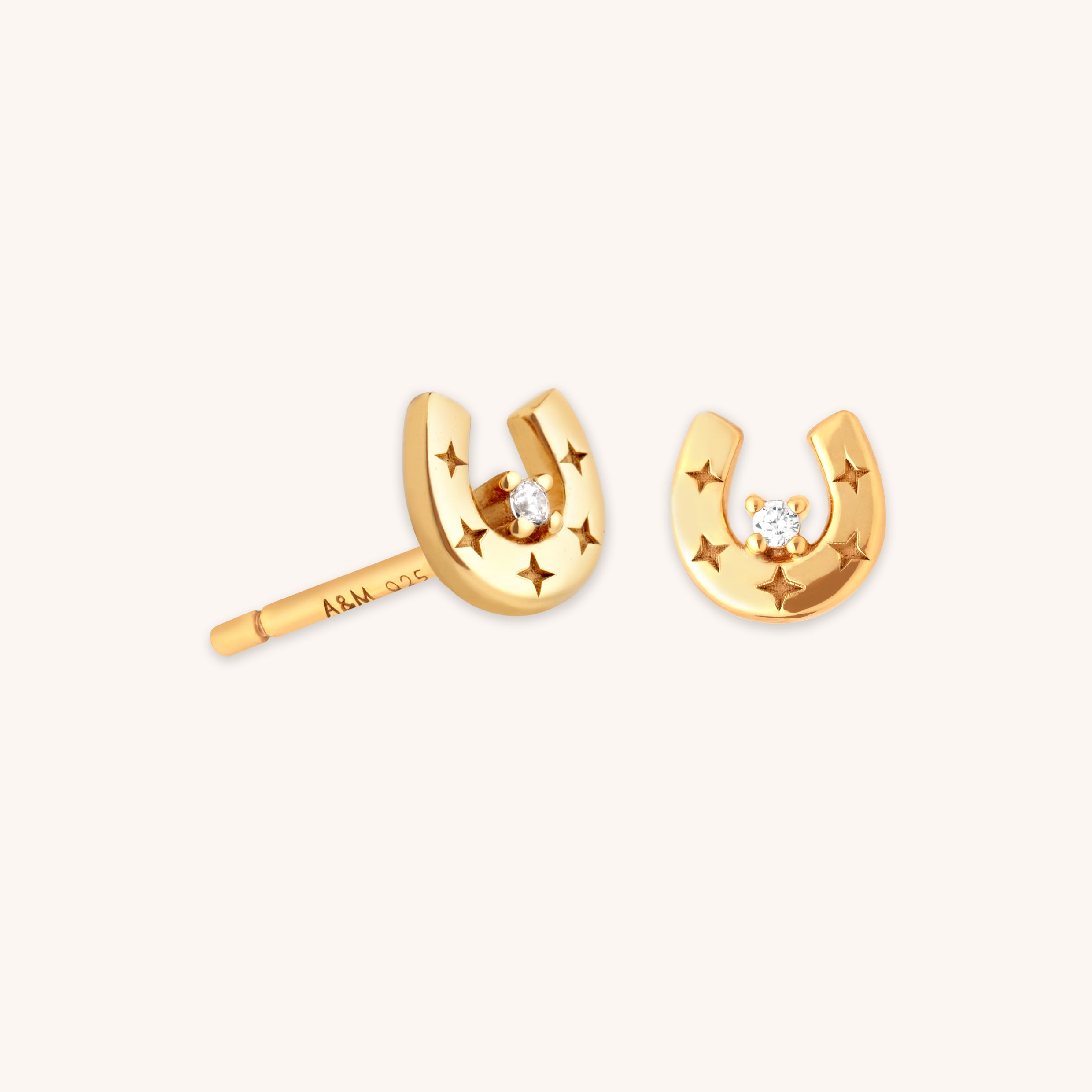18k Gold Plated Jewellery - Horseshoe Stud Earrings in Gold - Stud Earrings - Astrid & Miyu