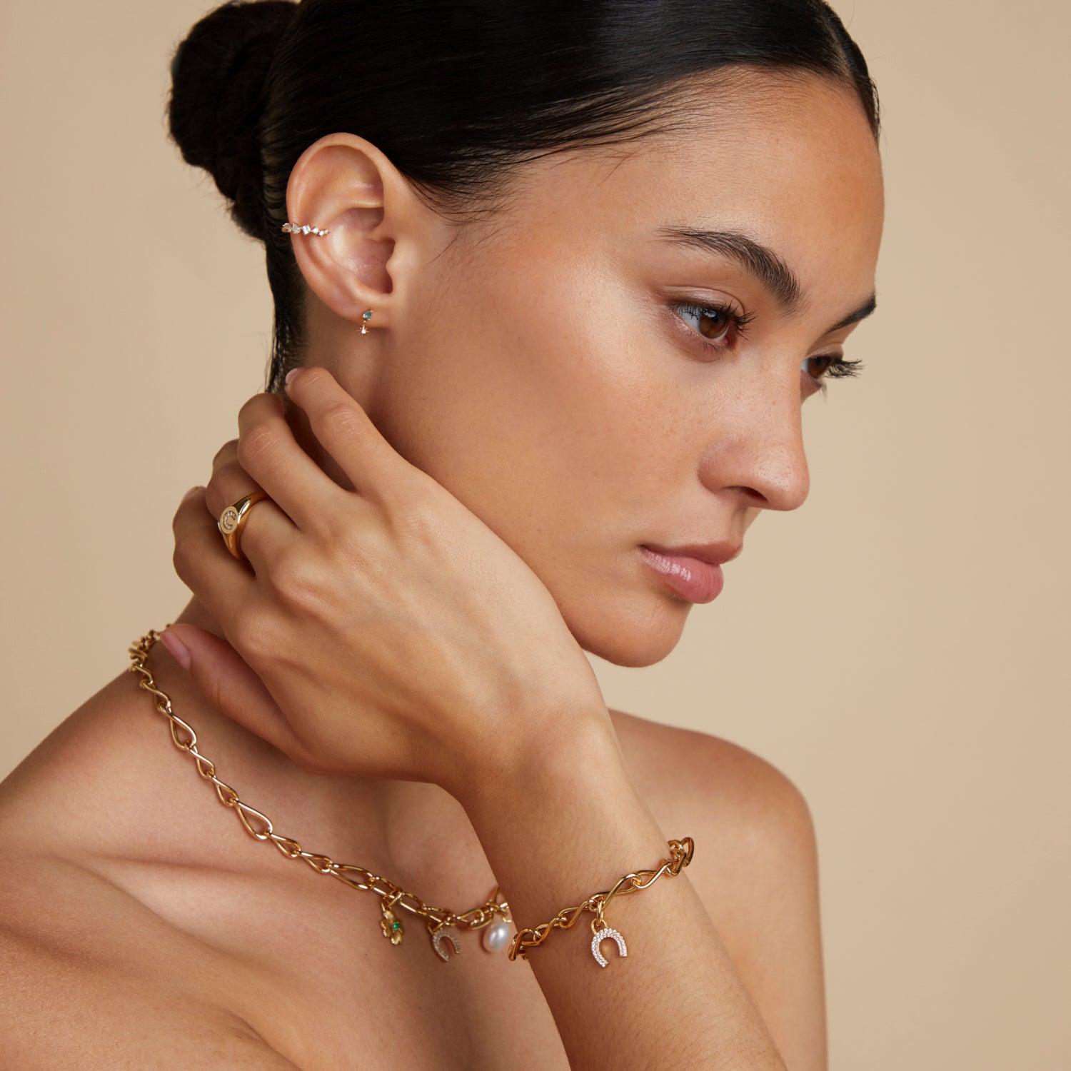 18k Gold Plated Jewellery - Blue Topaz Star Charm Studs in Gold - Stud Earrings - Astrid & Miyu