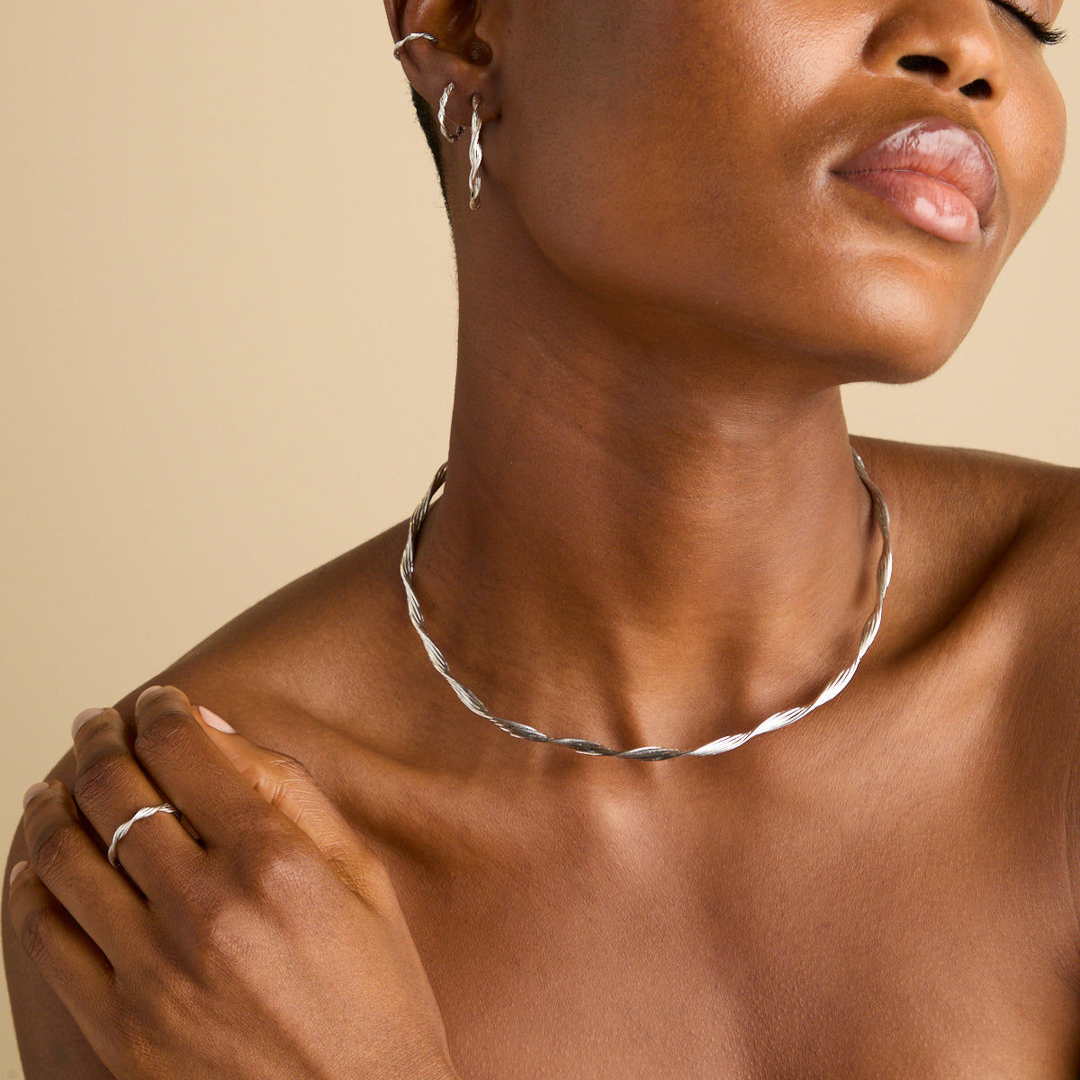 Ear Cuffs - Twist Ear Cuff in Silver - Ear Cuffs - Astrid & Miyu