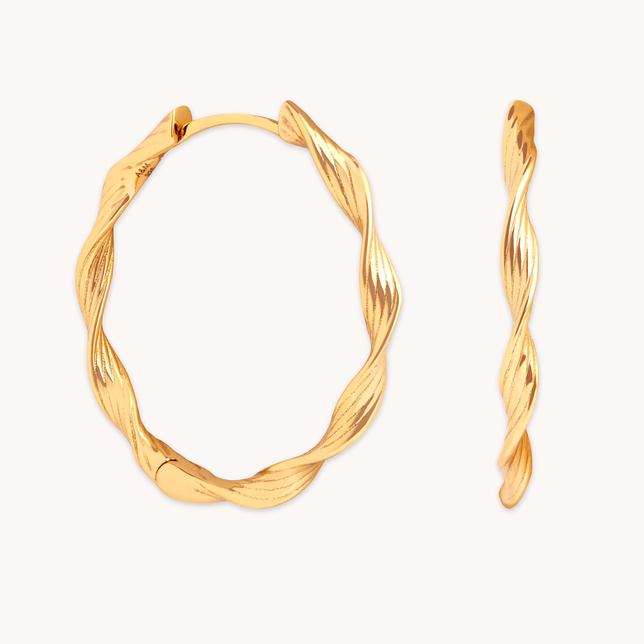 18k Gold Plated Jewellery - Twist Large Hoops in Gold - Hoops - Astrid & Miyu