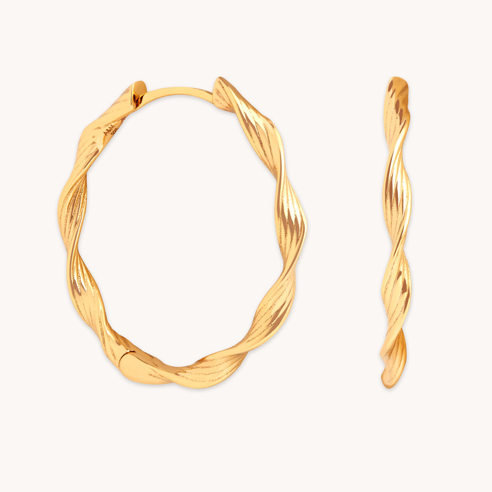 18k Gold Plated Jewellery - Twist Large Hoops in Gold - Hoops - Astrid & Miyu