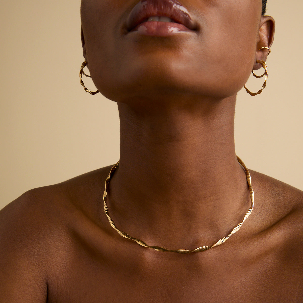 18k Gold Plated Jewellery - Twist Large Hoops in Gold - Hoops - Astrid & Miyu