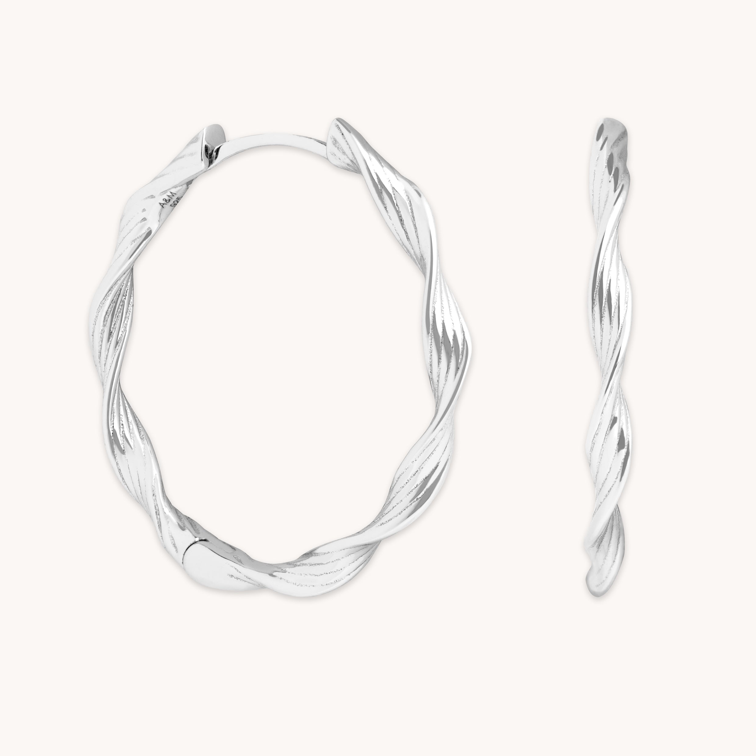 Earrings - Twist Large Hoops in Silver - Hoops - Astrid & Miyu