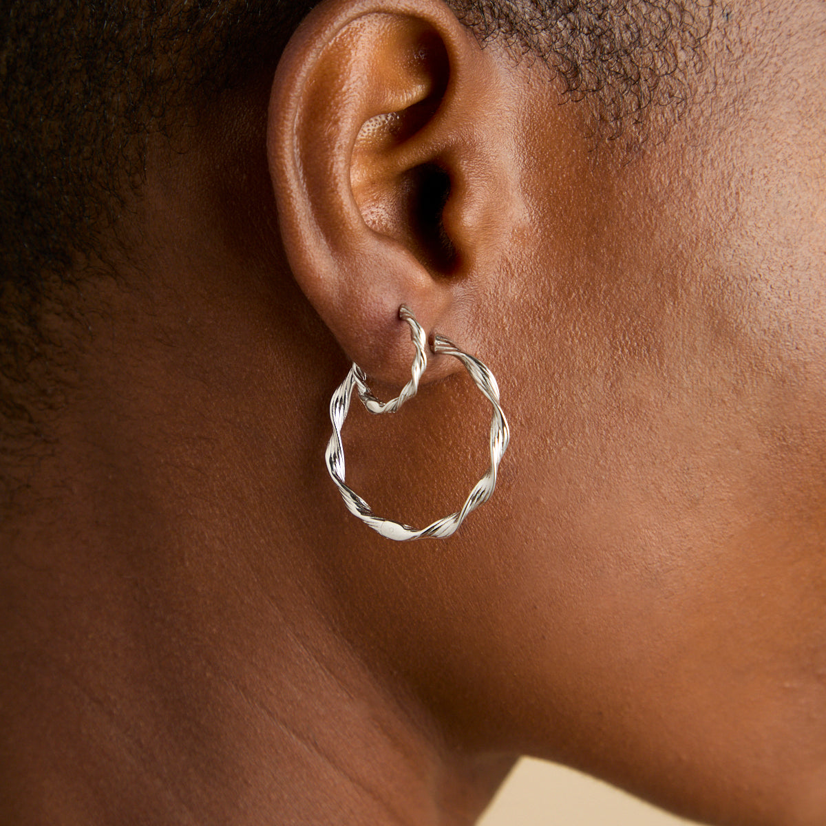 Earrings - Twist Large Hoops in Silver - Hoops - Astrid & Miyu