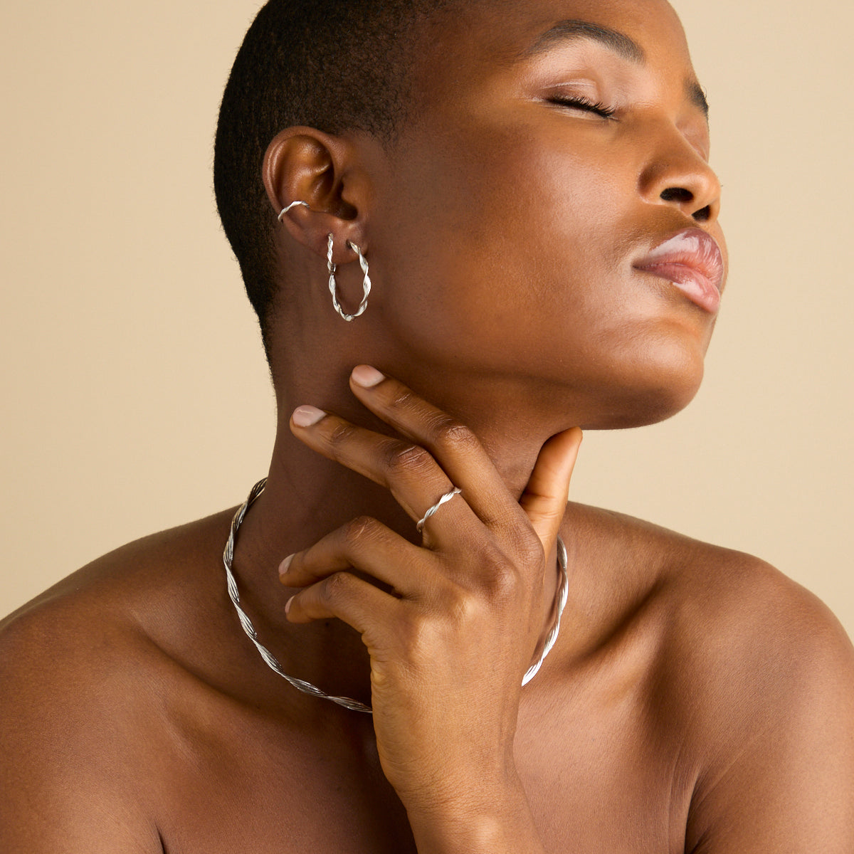 Earrings - Twist Large Hoops in Silver - Hoops - Astrid & Miyu