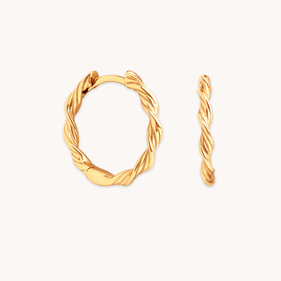 18k Gold Plated Jewellery - Twist Small Hoops in Gold - Hoops - Astrid & Miyu