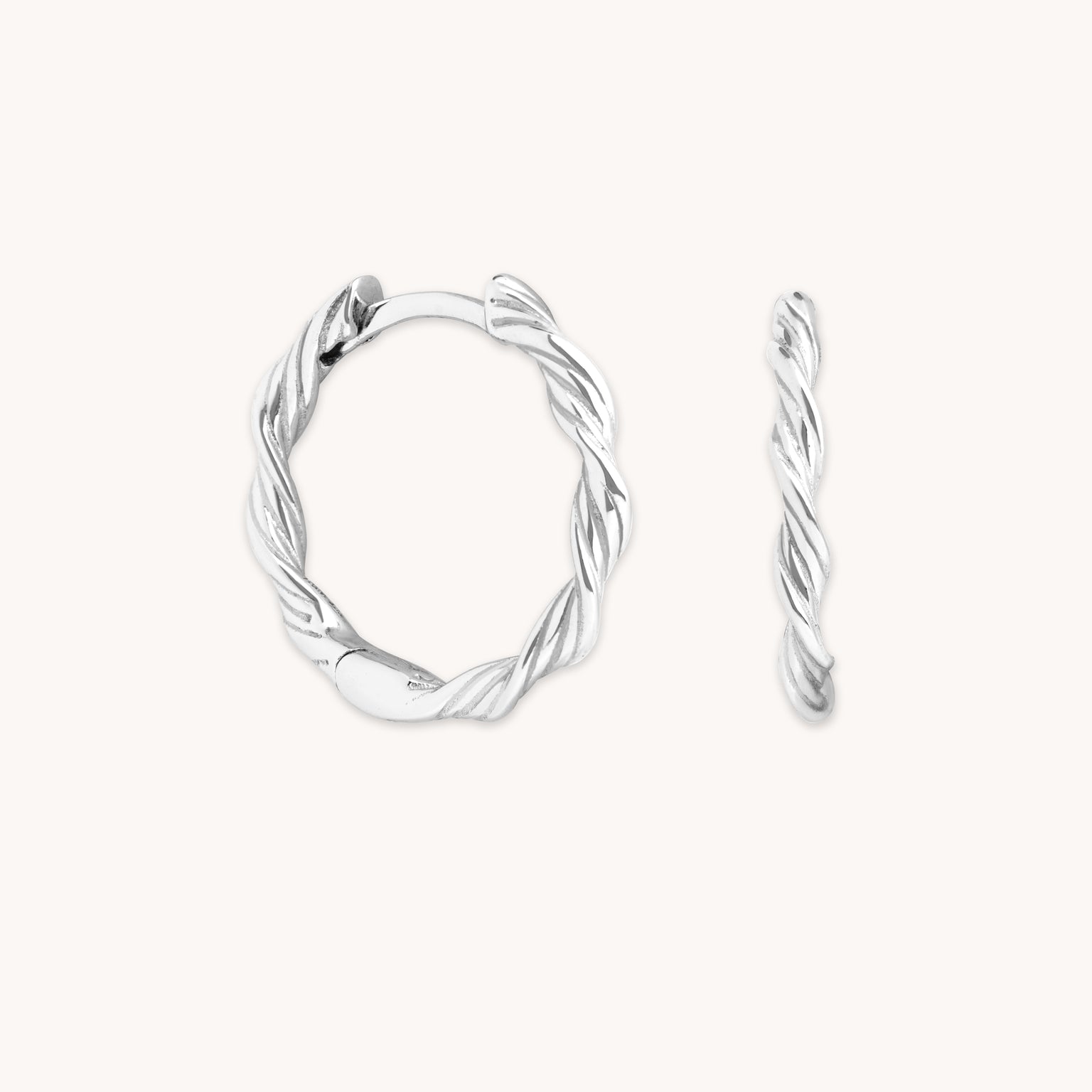 Charm Compatible Hoops - Twist Small Hoops in Silver - Hoops - Astrid & Miyu