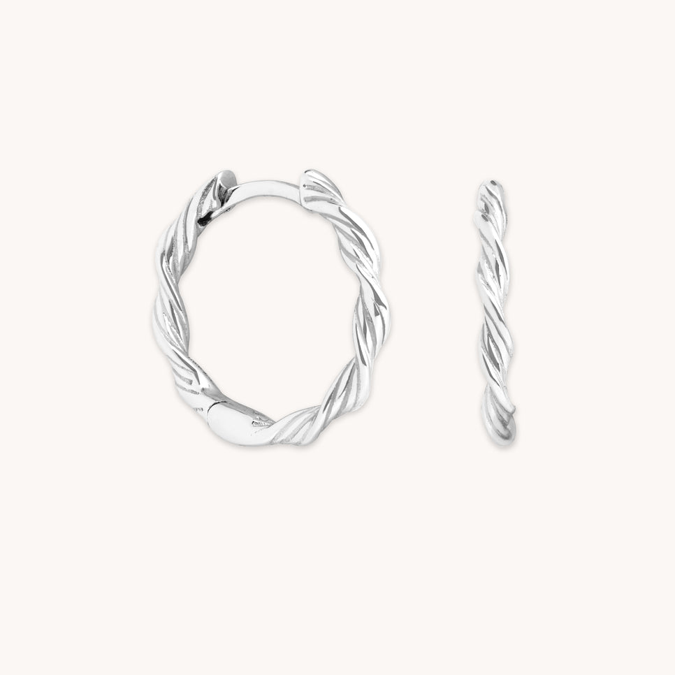 Charm Compatible Hoops - Twist Small Hoops in Silver - Hoops - Astrid & Miyu