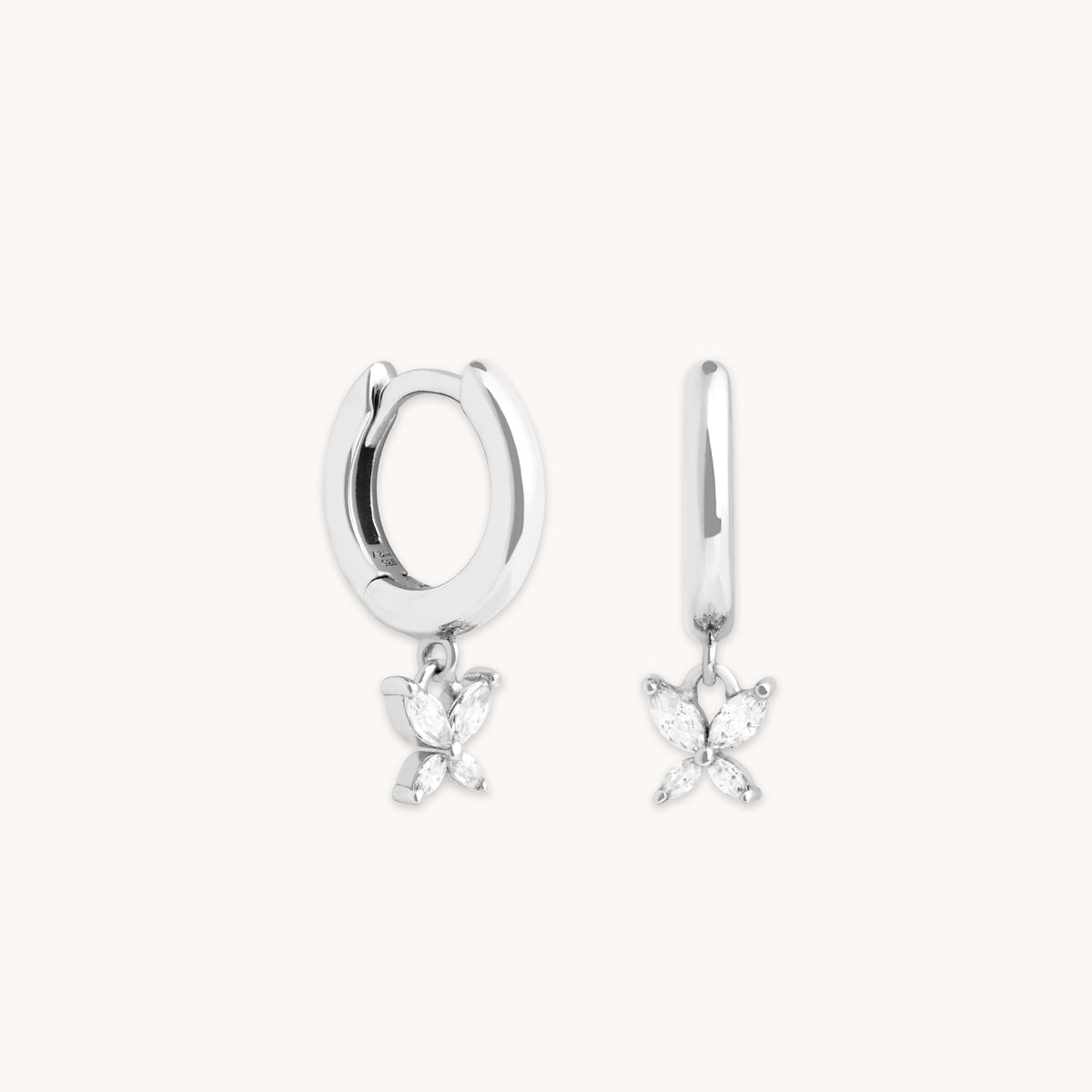 A&M Junior Collection - Butterfly Charm Huggies in Silver - Huggies - Astrid & Miyu