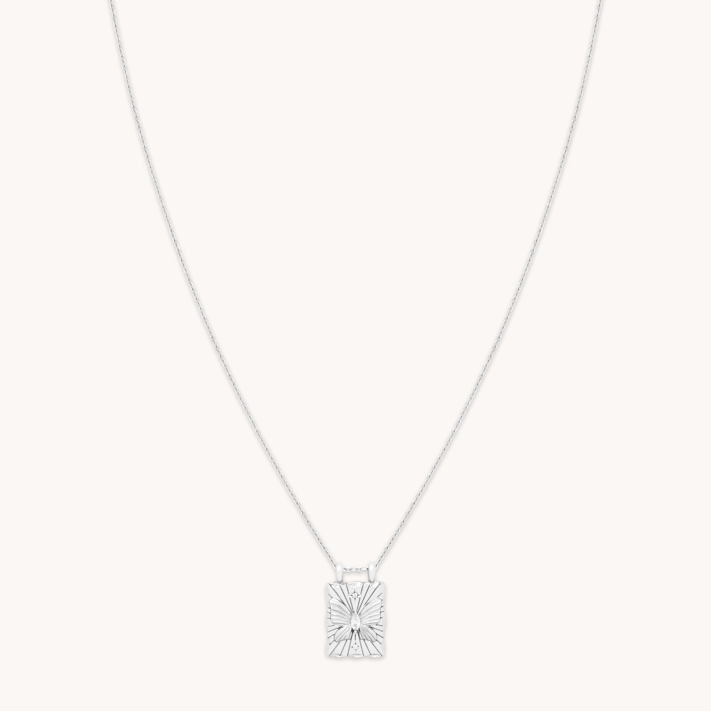 Gemstone Necklaces - Butterfly Pendant Necklace in Silver - Pendant Necklace - Astrid & Miyu