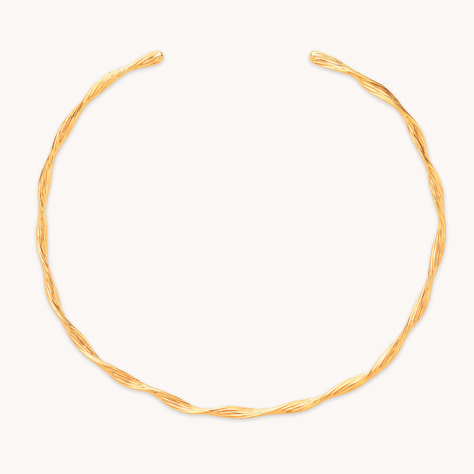 18k Gold Plated Jewellery - Twist Cuff Necklace in Gold - Necklace - Astrid & Miyu