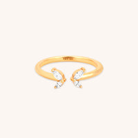 18k Gold Plated Jewellery - Butterfly Crystal Open Ring in Gold - Open Rings - Astrid & Miyu