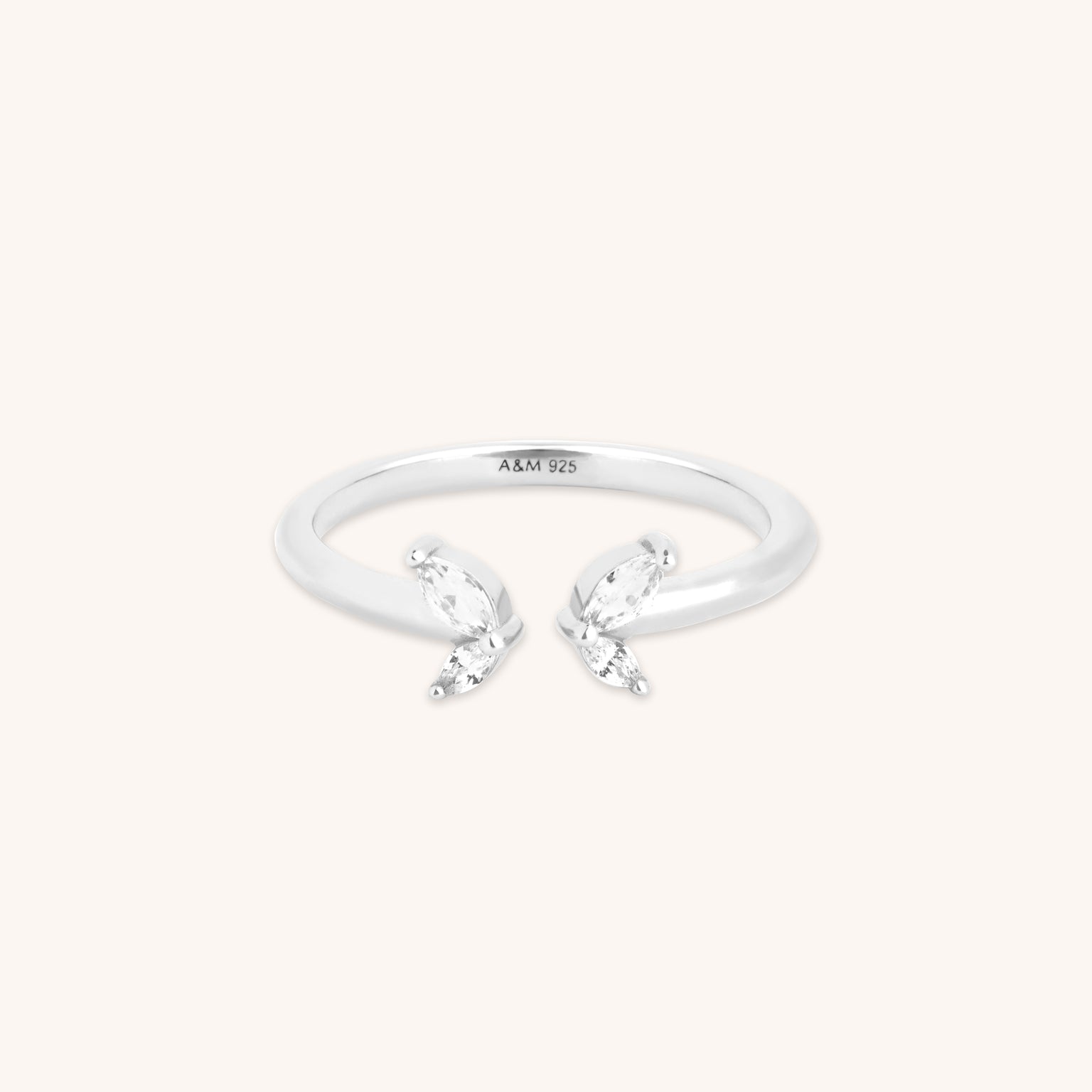 Recycled Sterling Silver Jewellery - Butterfly Crystal Open Ring in Silver - Open Rings - Astrid & Miyu