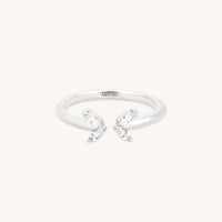 Recycled Sterling Silver Jewellery - Butterfly Crystal Open Ring in Silver - Open Rings - Astrid & Miyu
