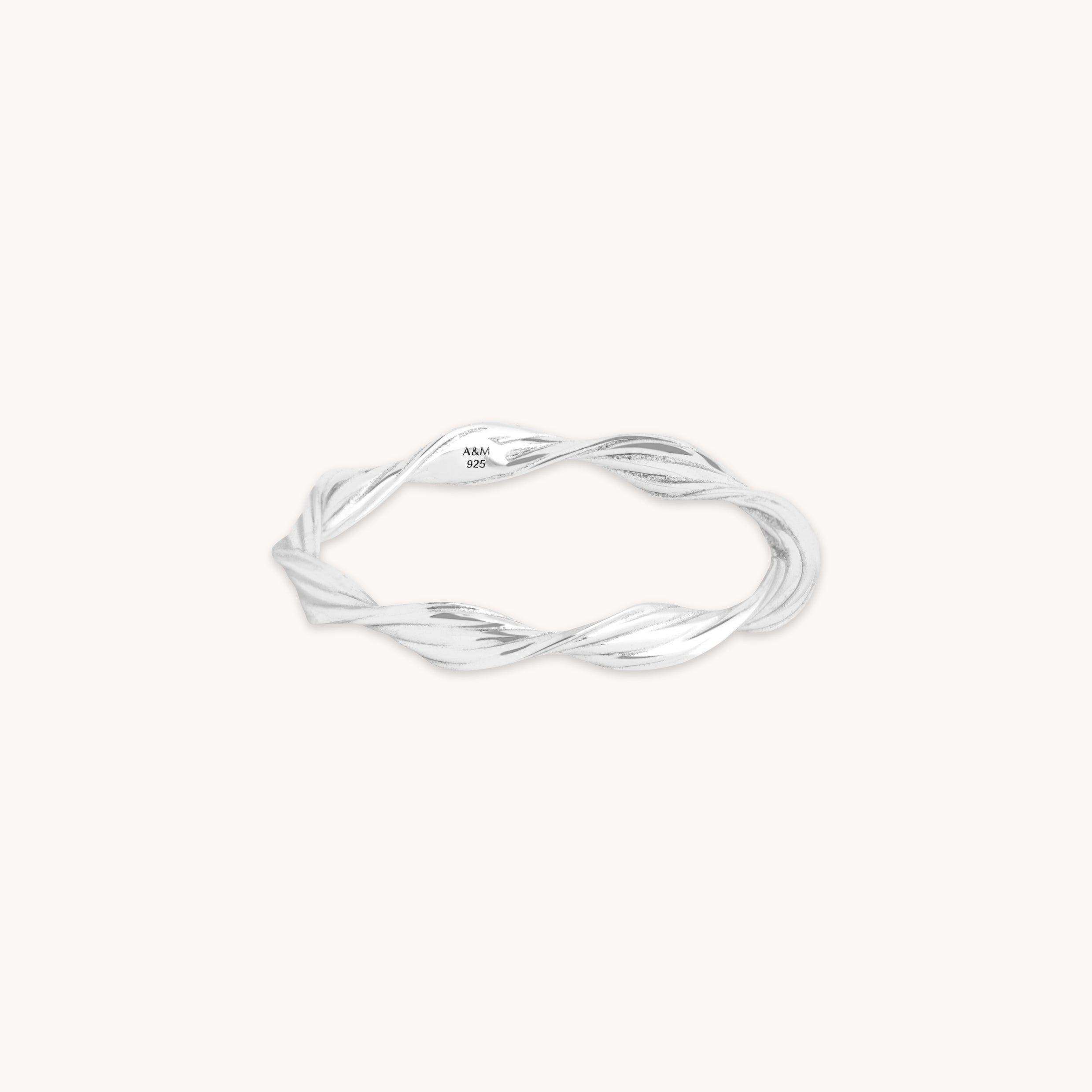 Recycled Sterling Silver Jewellery - Twist Band Ring in Silver - Band Ring - Astrid & Miyu