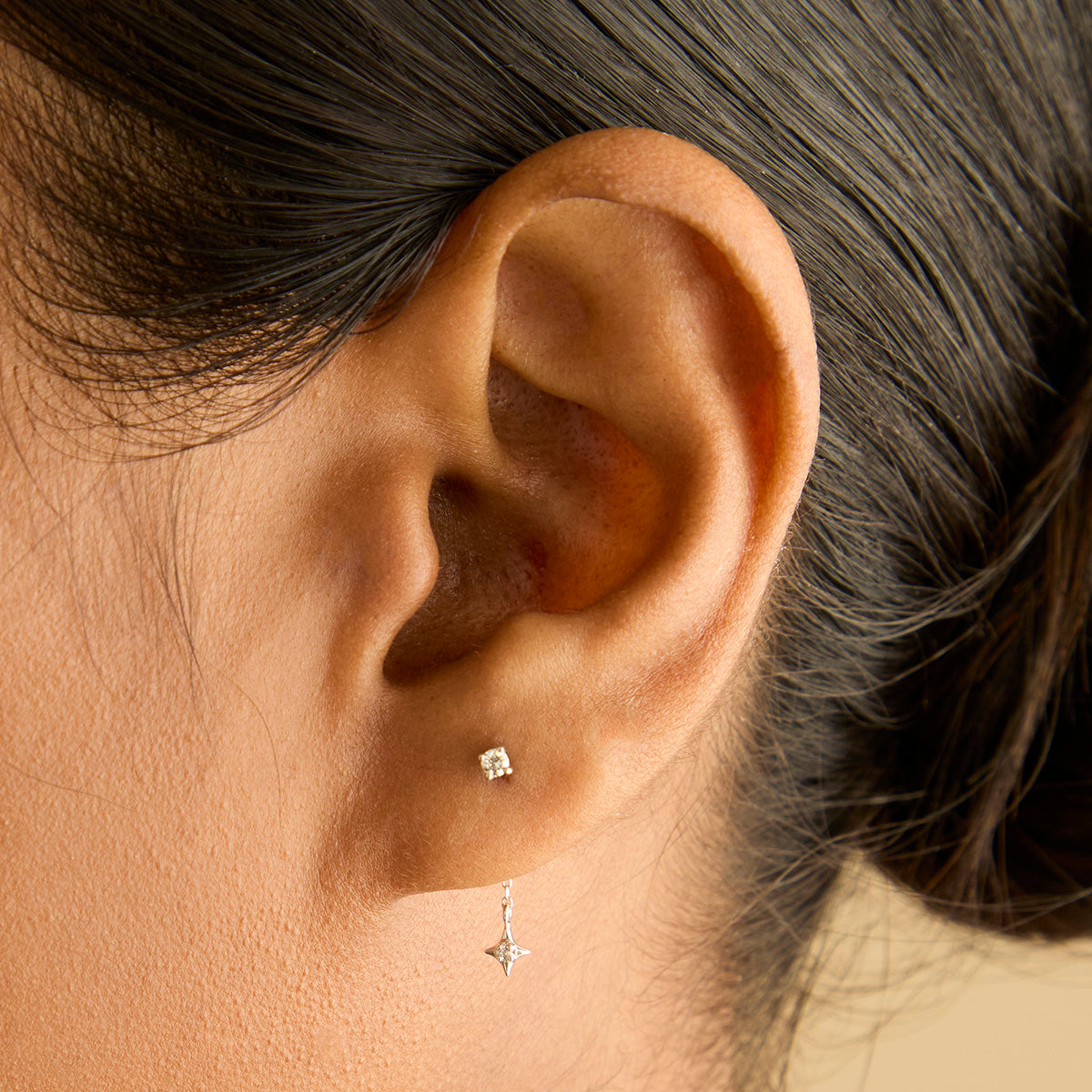 Ear Curation Chain™ - Star Ear Curation Chain™ in Solid White Gold - Piercing Chains - Astrid & Miyu