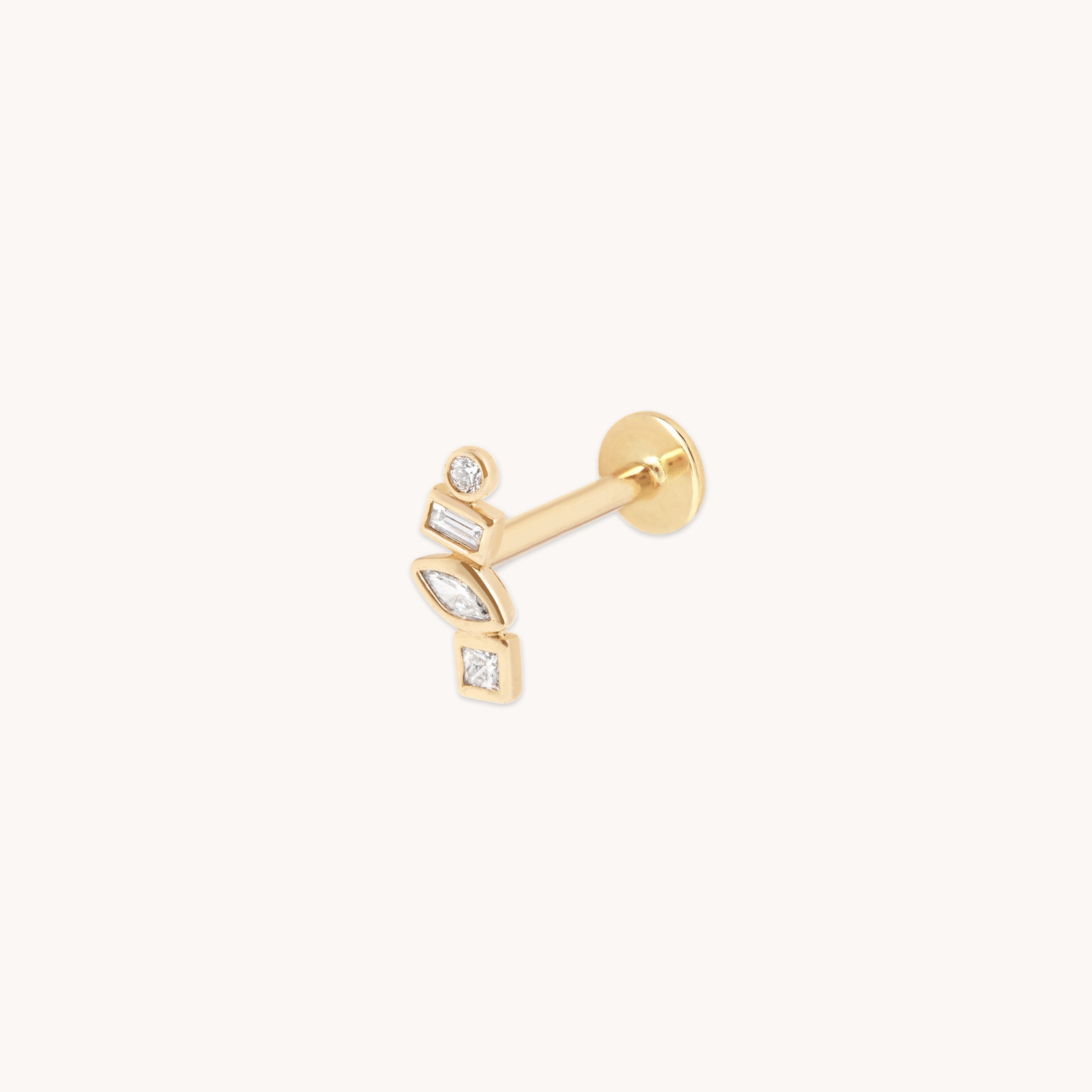Diamond Bezel Cluster Piercing Stud in Solid Gold-Astrid & Miyu