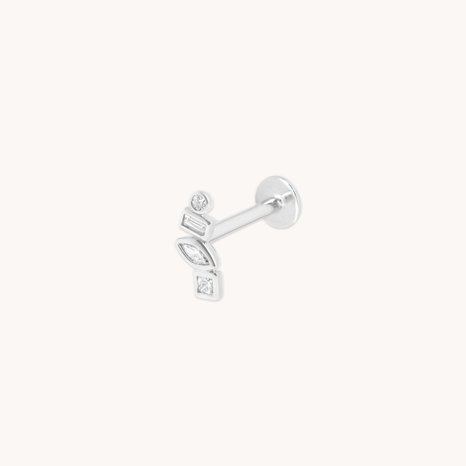 Diamond Bezel Cluster Piercing Stud in Solid White Gold-Astrid & Miyu
