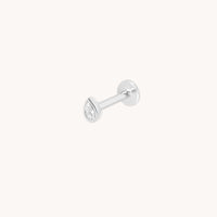 Diamond Bezel Pear Piercing Stud in Solid White Gold-Astrid & Miyu