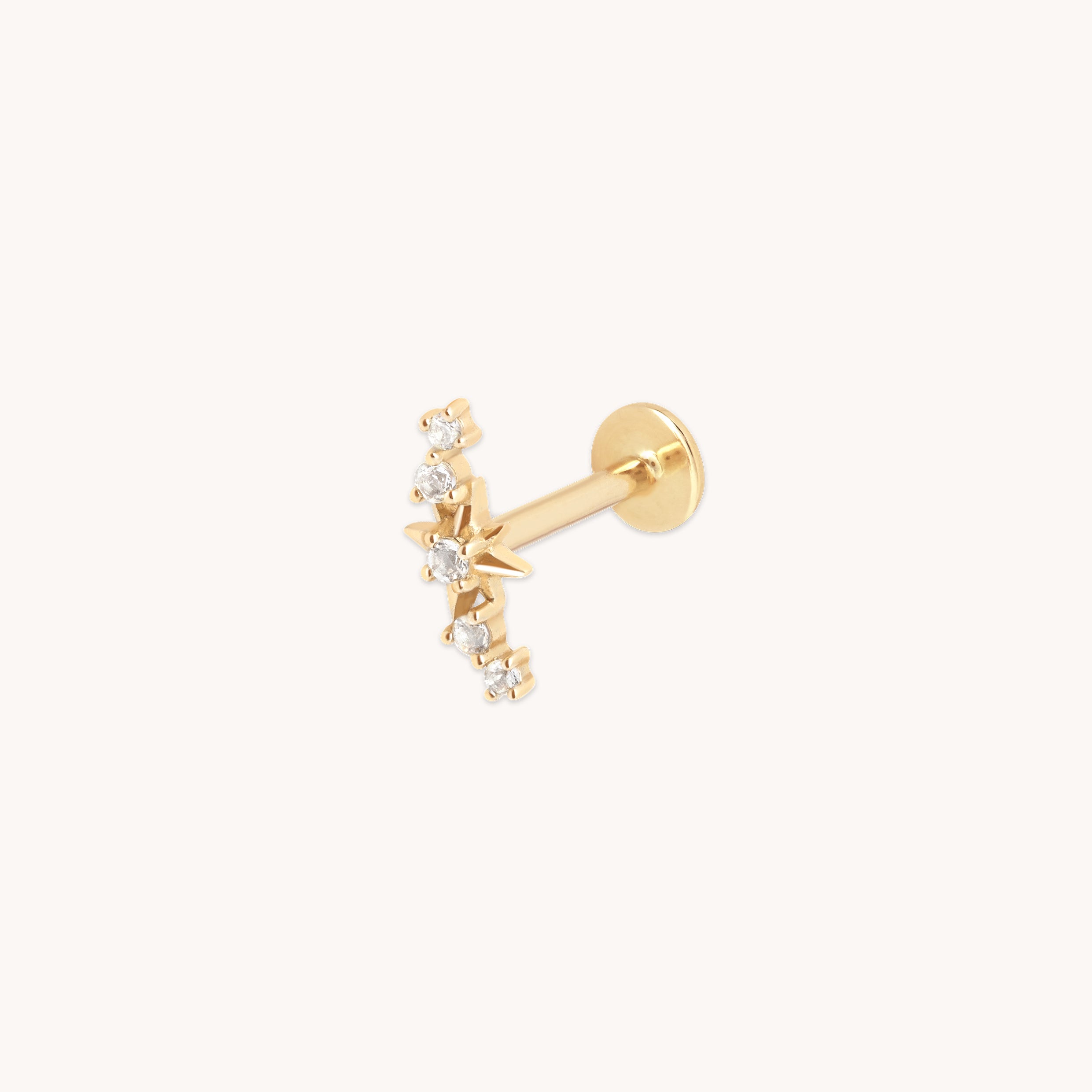 Star Curved Piercing Stud in Solid Gold-Astrid & Miyu