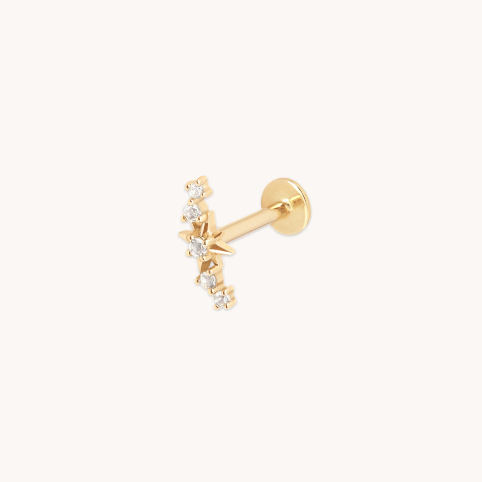 Star Curved Piercing Stud in Solid Gold-Astrid & Miyu
