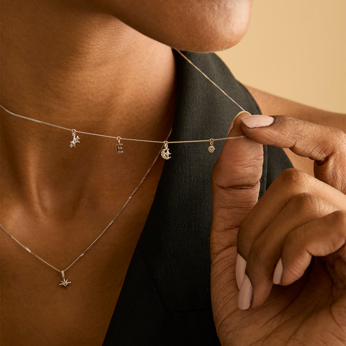 Motif Charms - Cosmic Cluster Charm 9k White Gold - Charms & Pendants - Astrid & Miyu