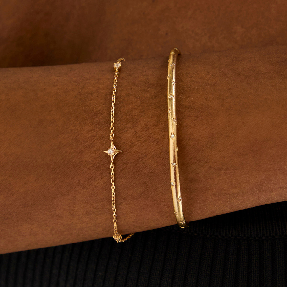 18k Gold Plated Jewellery - Cosmic Star Cuff in Gold - Bracelet - Astrid & Miyu