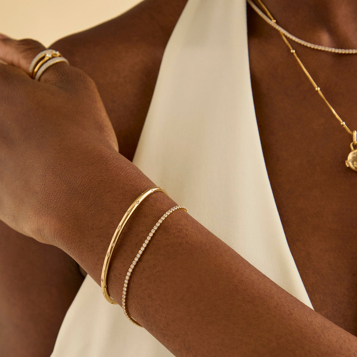 18k Gold Plated Jewellery - Cosmic Star Cuff in Gold - Bracelet - Astrid & Miyu