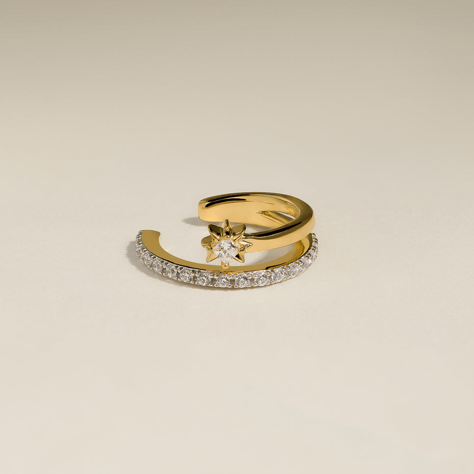 Cosmic Illusion Crystal Ear Cuff in Gold-Astrid & Miyu