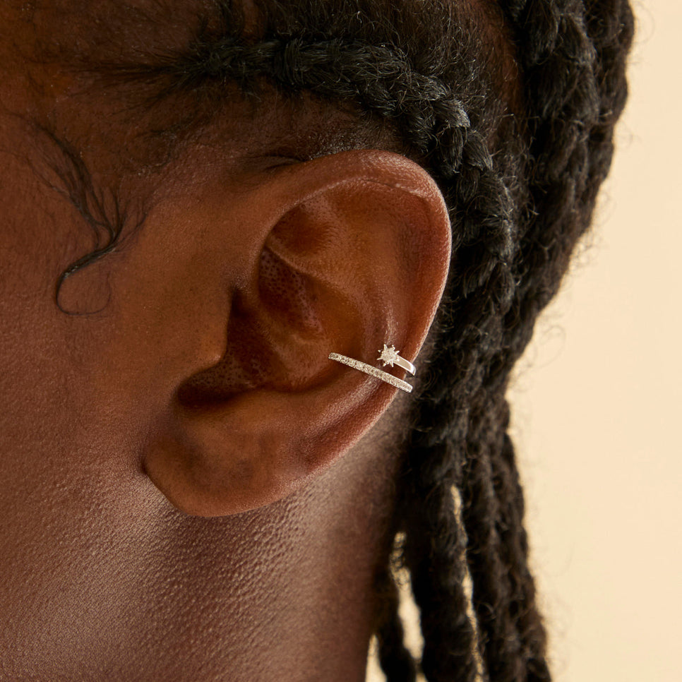 Ear Cuffs - Cosmic Illusion Crystal Ear Cuff in Silver - Ear Cuffs - Astrid & Miyu