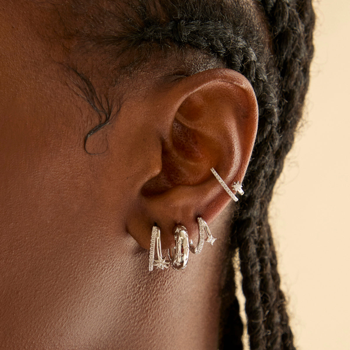 Ear Cuffs - Cosmic Illusion Crystal Ear Cuff in Silver - Ear Cuffs - Astrid & Miyu