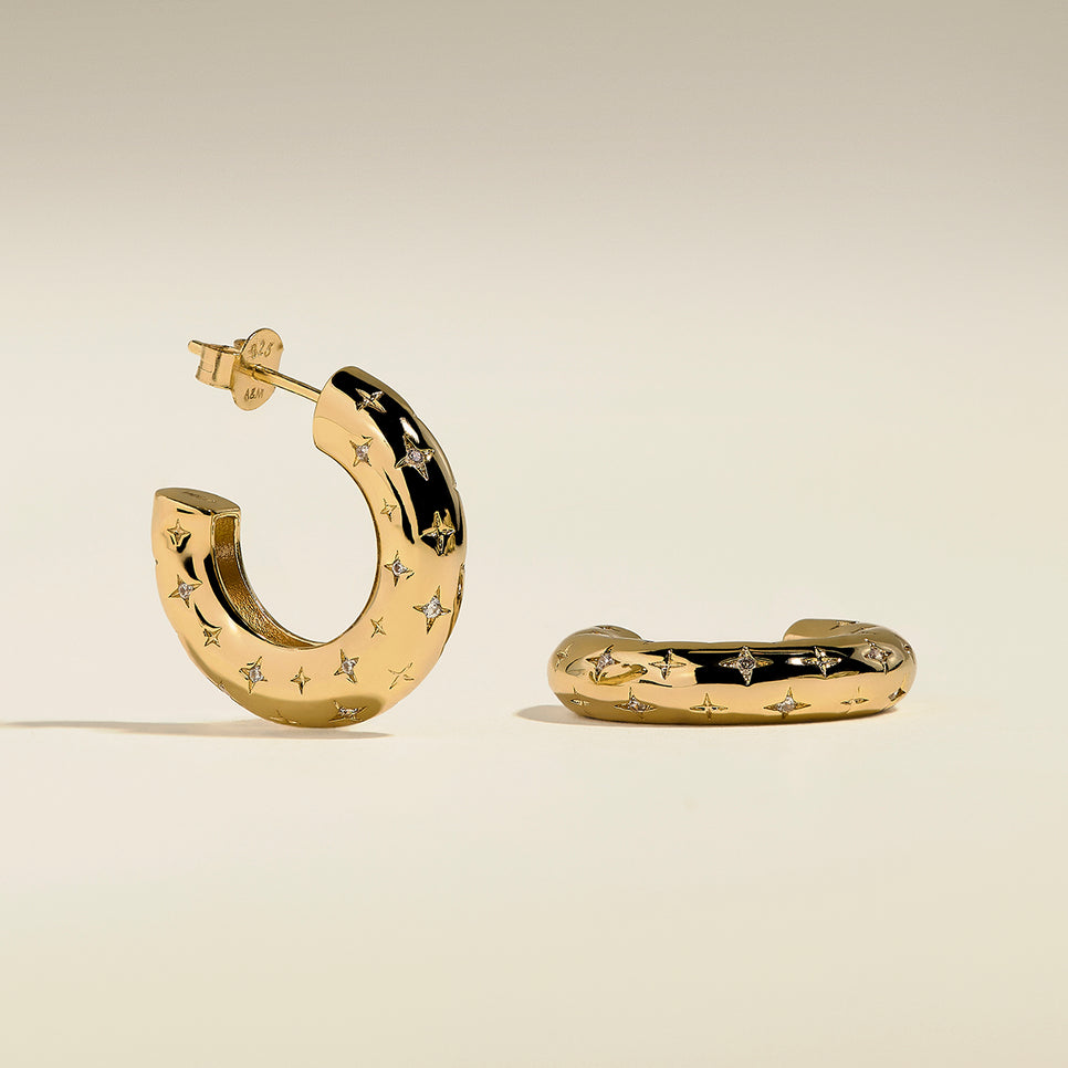 Cosmic Star Dome Hoops in Gold-Astrid & Miyu