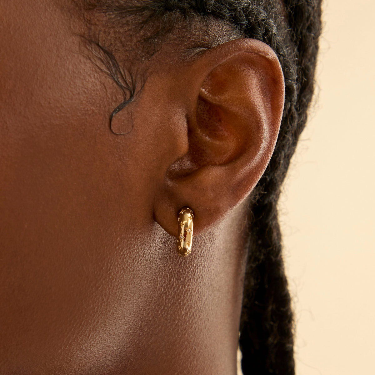 18k Gold Plated Jewellery - Cosmic Dome Small Hoops in Brushed Gold - Hoop Earrings - Astrid & Miyu