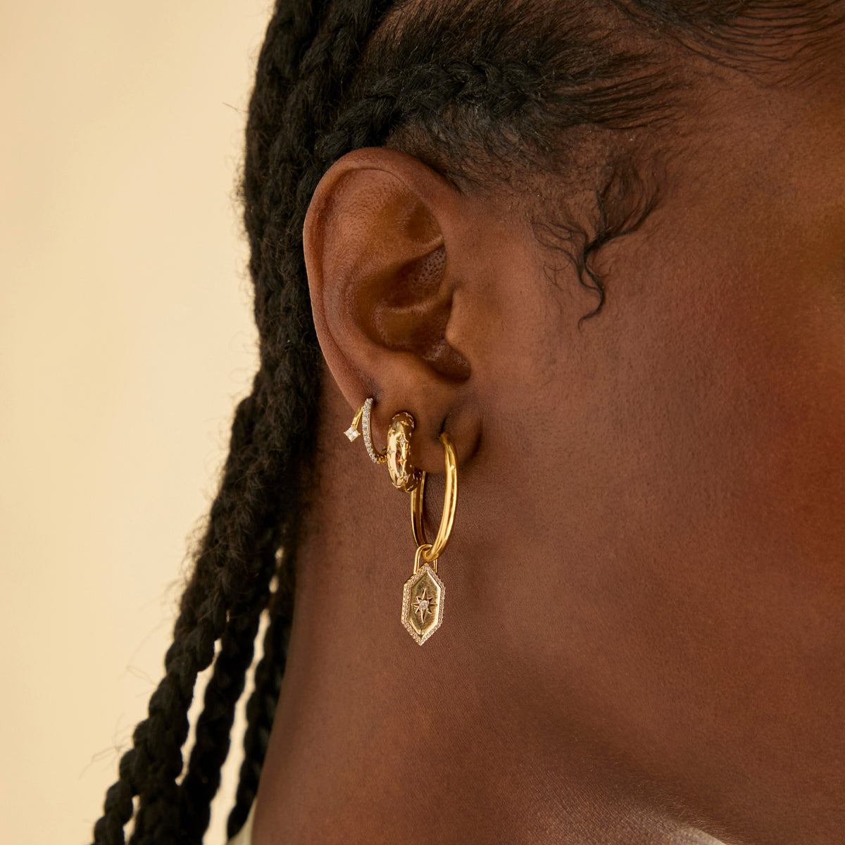 18k Gold Plated Jewellery - Cosmic Dome Small Hoops in Brushed Gold - Hoop Earrings - Astrid & Miyu