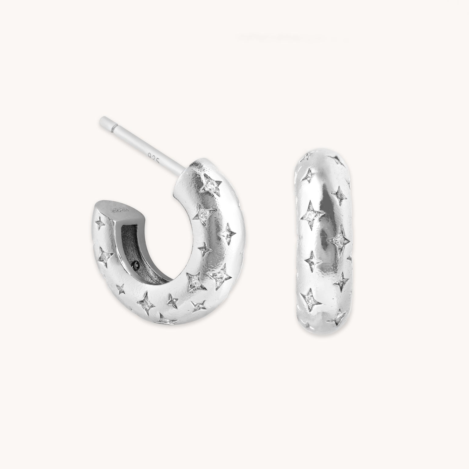 Earrings - Cosmic Dome Small Hoops in Silver - Hoop Earrings - Astrid & Miyu