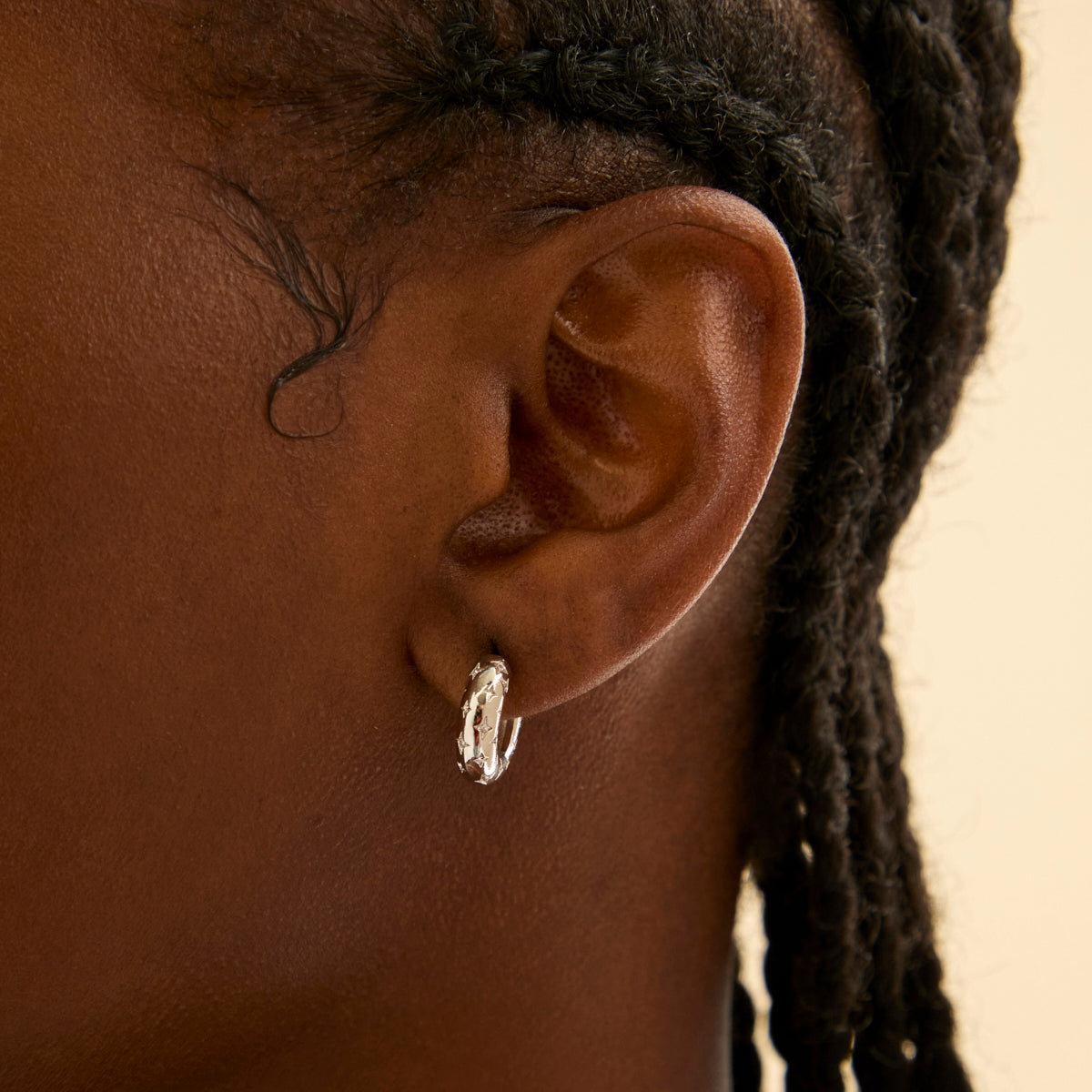 Earrings - Cosmic Dome Small Hoops in Silver - Hoop Earrings - Astrid & Miyu