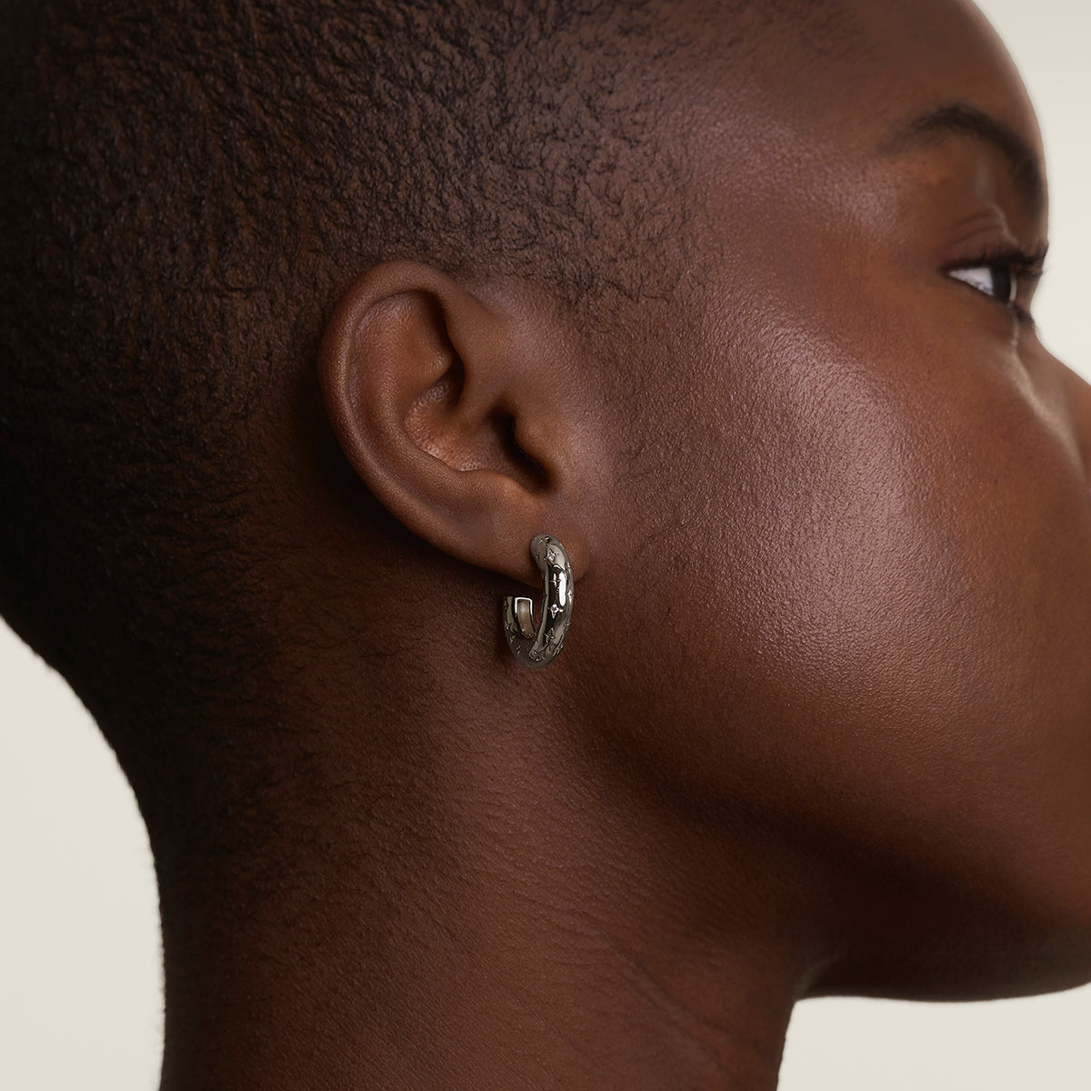 Cosmic Star Dome Hoops in Silver