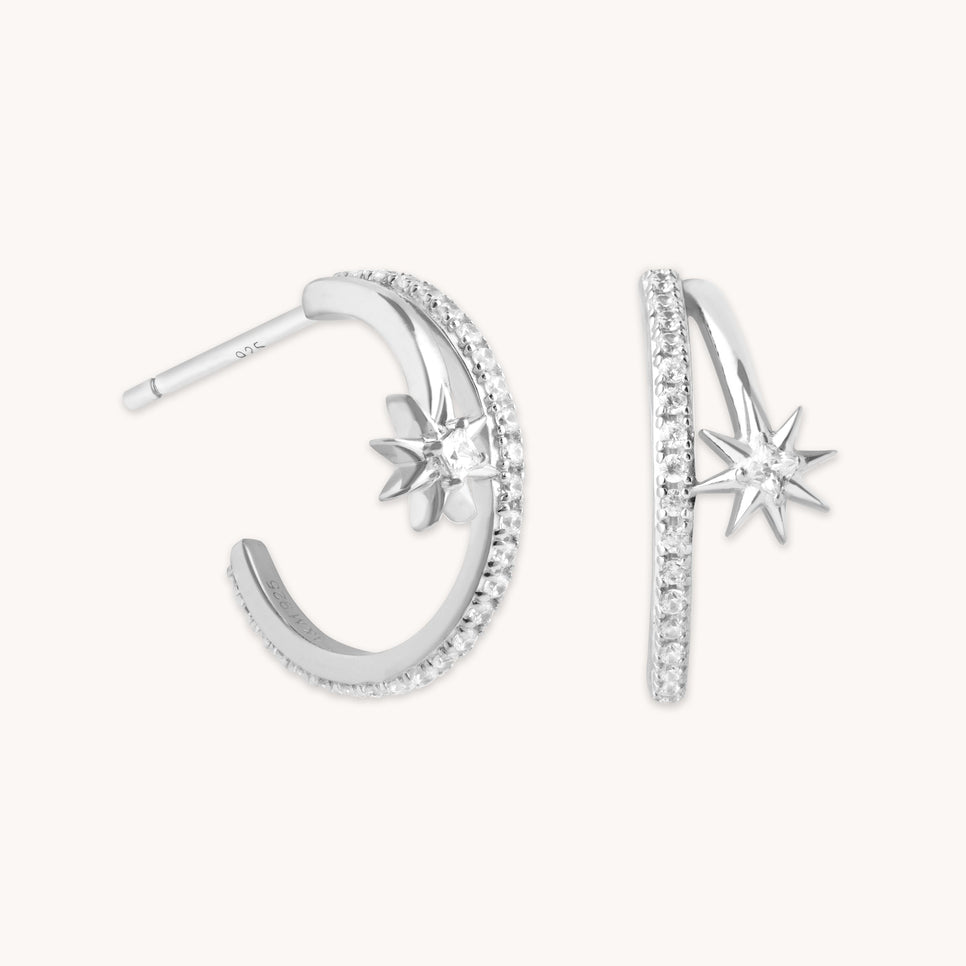 Earrings - Cosmic Illusion Crystal Hoops in Silver - Hoop Earrings - Astrid & Miyu