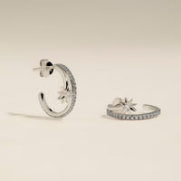 Cosmic Illusion Crystal Hoops in Silver