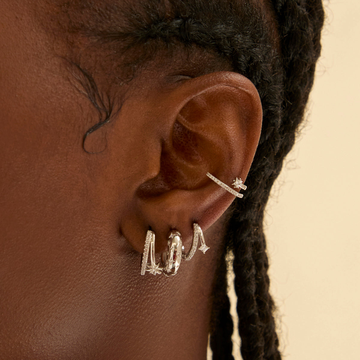 Earrings - Cosmic Illusion Crystal Hoops in Silver - Hoop Earrings - Astrid & Miyu