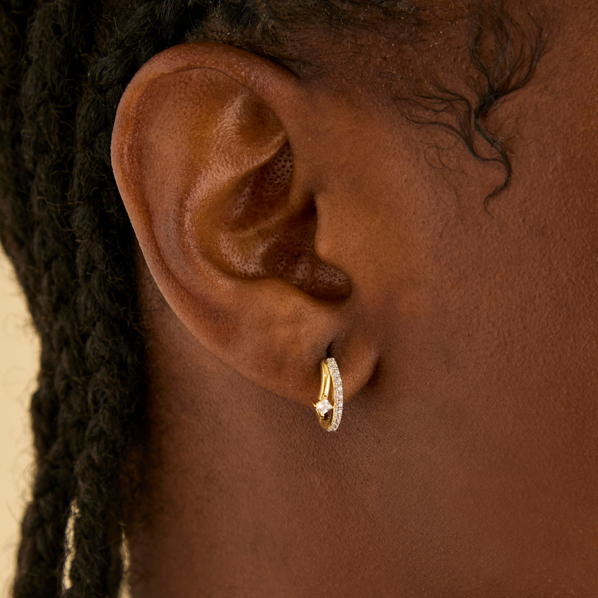 18k Gold Plated Jewellery - Pavé Crystal Illusion Huggies in Gold - Huggies - Astrid & Miyu