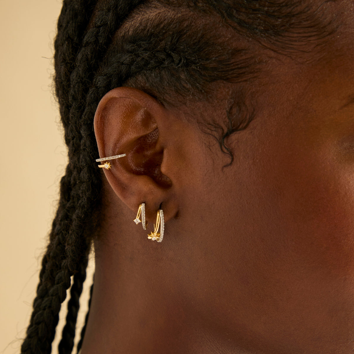 18k Gold Plated Jewellery - Pavé Crystal Illusion Huggies in Gold - Huggies - Astrid & Miyu