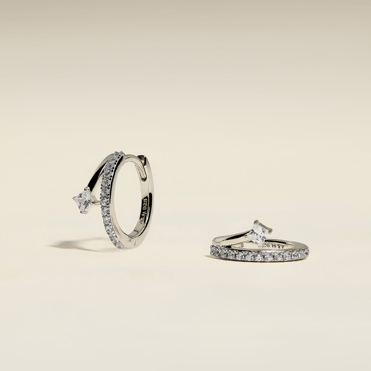 Pavé Crystal Illusion Huggies in Silver-Astrid & Miyu