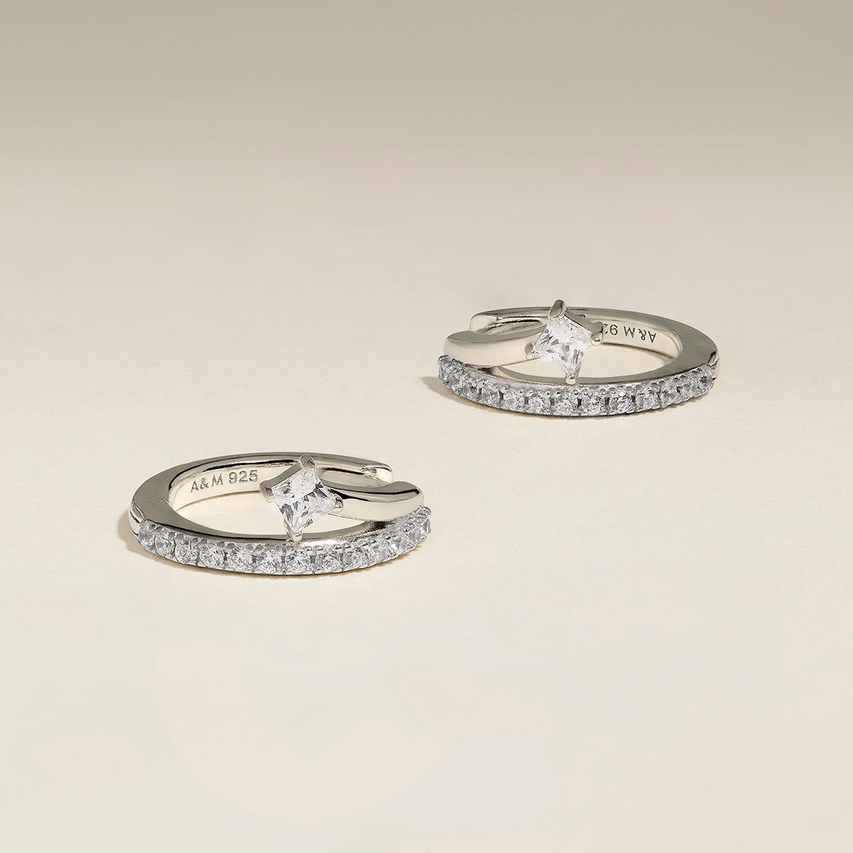 Pavé Crystal Illusion Huggies in Silver-Astrid & Miyu