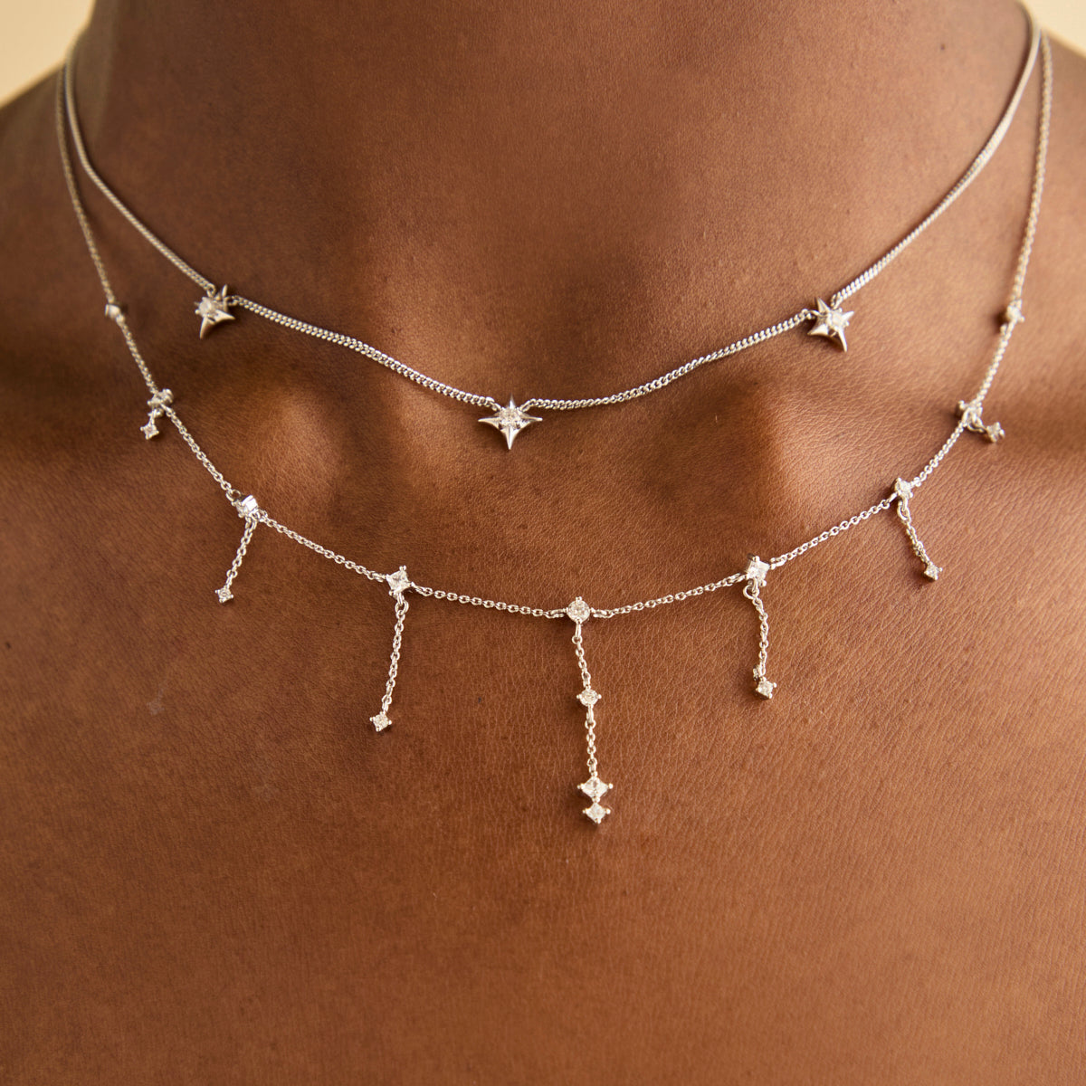 Necklaces & Bracelets - Cosmic Charm Drop Necklace in Silver - Necklaces - Astrid & Miyu