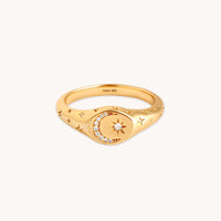18k Gold Plated Jewellery - Cosmic Signet Ring in Gold - Rings - Astrid & Miyu