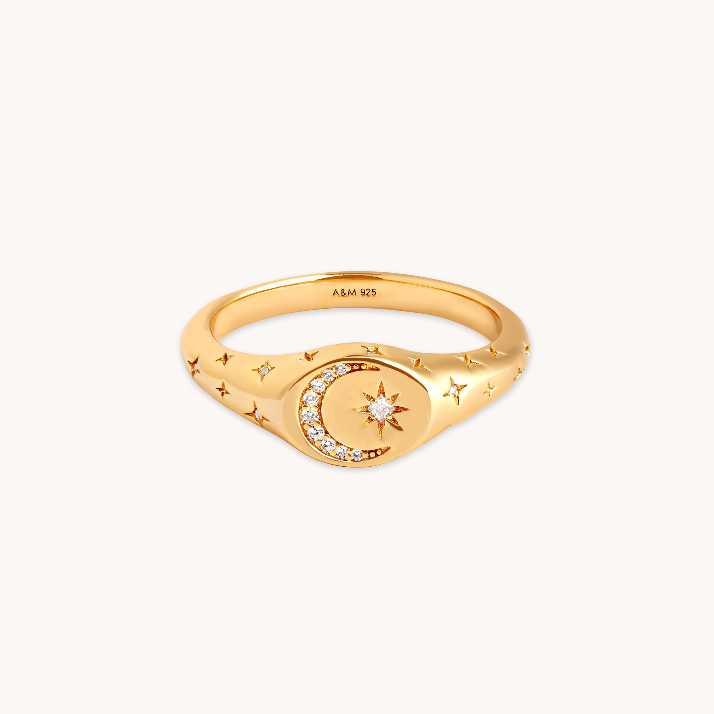 18k Gold Plated Jewellery - Cosmic Signet Ring in Gold - Rings - Astrid & Miyu